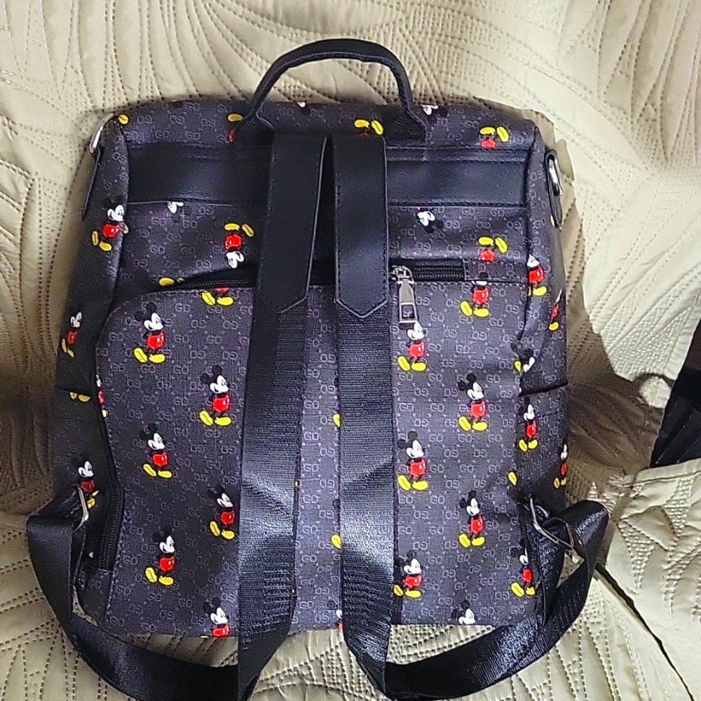 Mickey Mouse Black, Monogram Backpack. Nwot - image 4